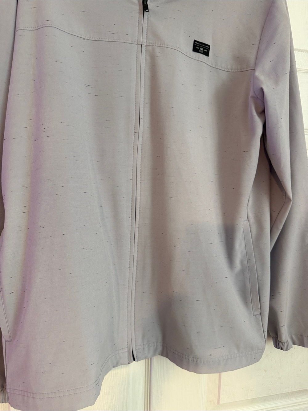 Travis Mathew Light Gray Full-Zip Shirt Jacket with Subtle Speckle
